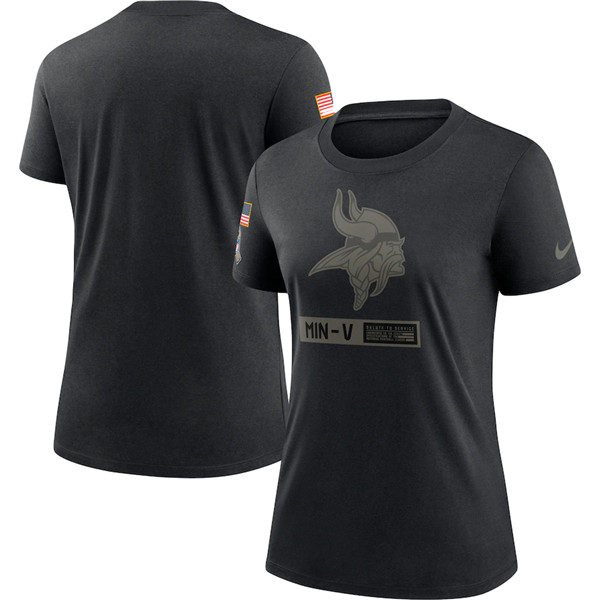 Women's Minnesota Vikings Black NFL 2020 Salute To Service Performance T-Shirt (Run Small)